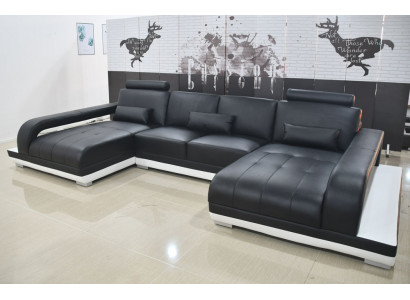 Ledercouch Sofa Modern Polster Lieder Design Eckcouch Canapé Stoff Wunnlandschaft