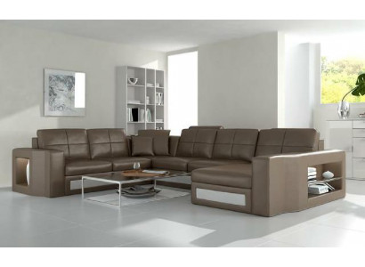 Ecksofa Ledersofa Grouss XXL U Form Wunndekoratioun Sofa Couch Garnitur Nei H2210