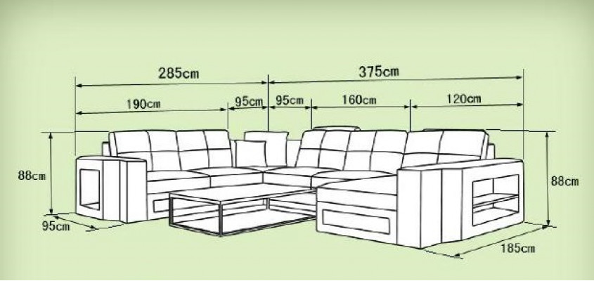 Ecksofa Ledersofa Grouss XXL U Form Wunndekoratioun Sofa Couch Garnitur Nei H2210