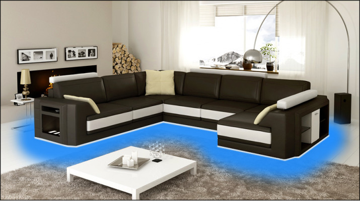 Designersofa Ecksofa Couch Ledersofa Polstersëtz Eck Garnitur +Liicht PHM3027