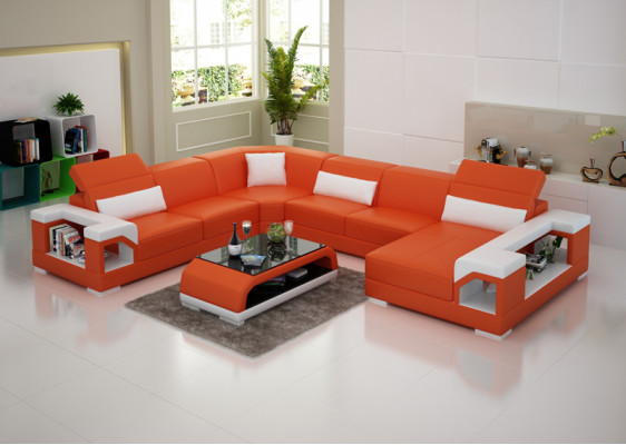 Lieder-Sofa Couch Wunnlandschaft Ecksofa Eck Garnitur Design Modern Sofa G8014 Nei