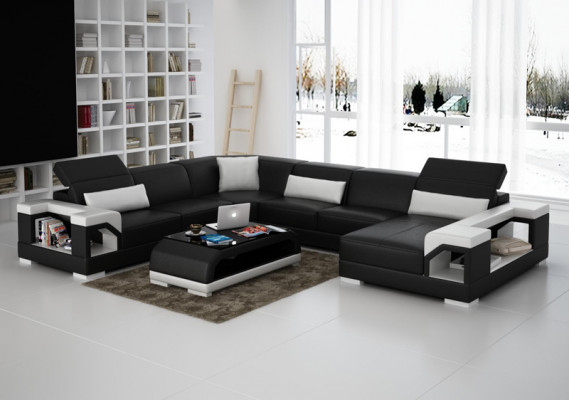 Lieder-Sofa Couch Wunnlandschaft Ecksofa Eck Garnitur Design Modern Sofa G8014 Nei