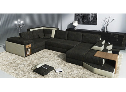 XXL Design Grouss Sofa mat USB, Ecksofa Couch Wunnlandschaft U Form Lieder Textil Eck.