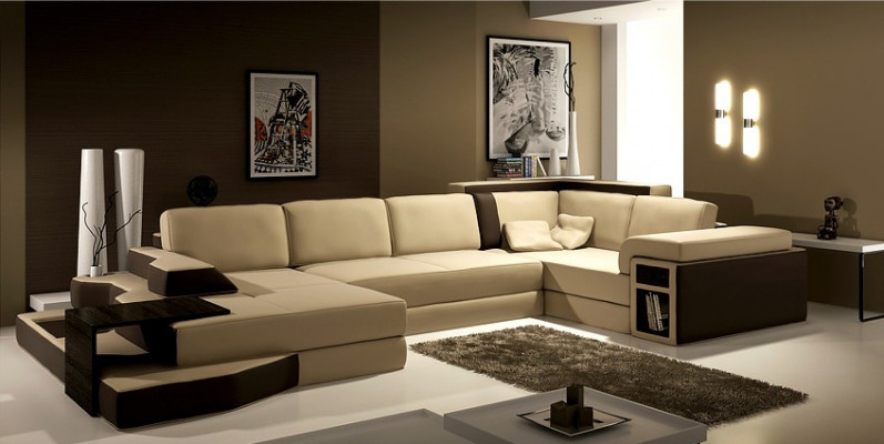 XXL Design Grouss Canapé +USB Eckcanapé Couch Wunnlandschaft U-Form Lieder Textil Eck