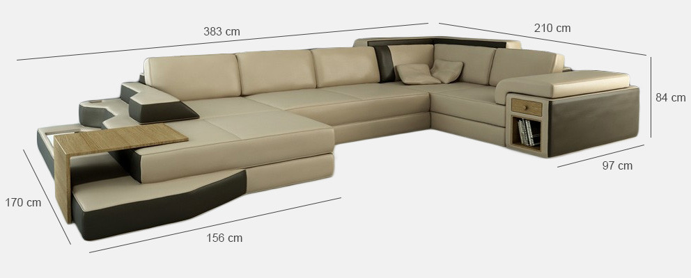 XXL Design Grouss Canapé +USB Eckcanapé Couch Wunnlandschaft U-Form Lieder Textil Eck