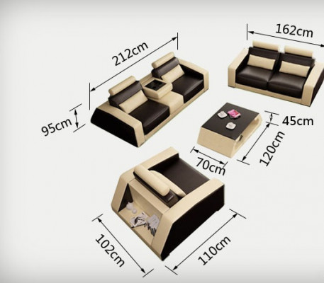 Ledersofa Couch Sofagarnitur Nei 3+2+1 Sëtzer Garnitur Design Modern Sofa +USB