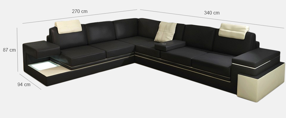 Wohnlandschaft XXL Ecksofaa mat USB Polstersëtz Garnitur Sofasen Textil
