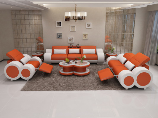 Ledercouch Sofa Garnitur 3+2+1 Garnitur Design Modern Sofa + USB Sëtze Nei