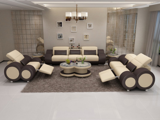 Ledercouch Sofa Garnitur 3+2+1 Garnitur Design Modern Sofa + USB Sëtze Nei