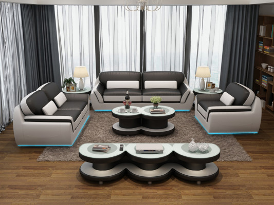 Ledercouch Couch Sofagarnitur Nei 3+2+1 Set Design Modern Sofa + USB
