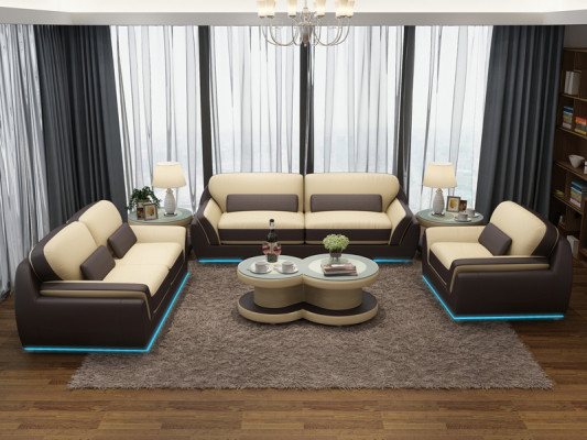 Ledercouch Couch Sofagarnitur Nei 3+2+1 Set Design Modern Sofa + USB