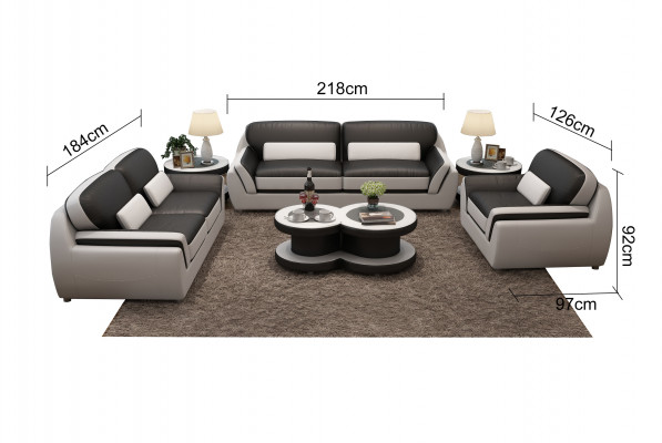 Ledercouch Couch Sofagarnitur Nei 3+2+1 Set Design Modern Sofa + USB