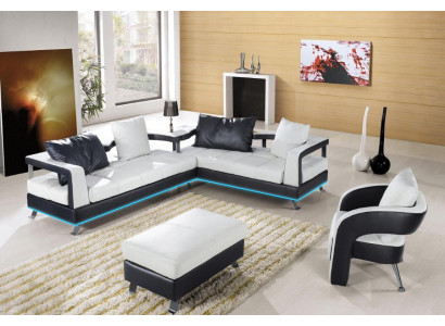 Ledercouch Sofa Wunnlandschaft Ecksofa Eck Garnitur Design Modern Sofa + USB Nei