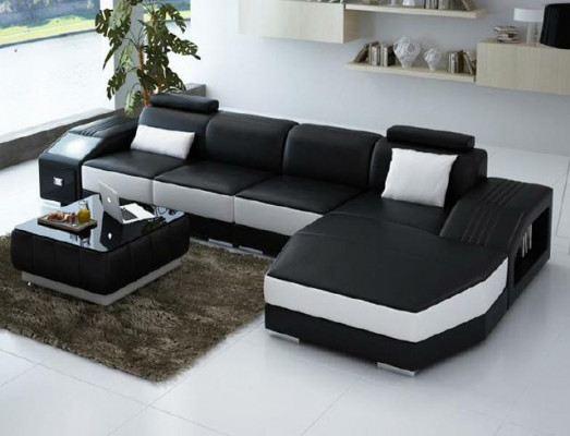 Wunnlandschaft Polstersécker Eck Sofa mat USB Garnitur Landschaft Lieder Nei 2724B