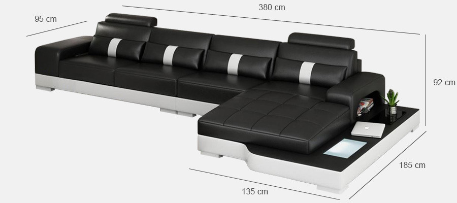 Ledersofa Couch Wohnlandschaft Ecksofa Eck Garnitur Design Modern Sofa mat USB Nei EU