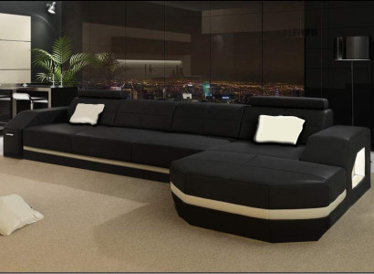 Ledercouch mat USB Wohnlandschaft Ecksofa Eck Garnitur Design Modern Sofa C4011C