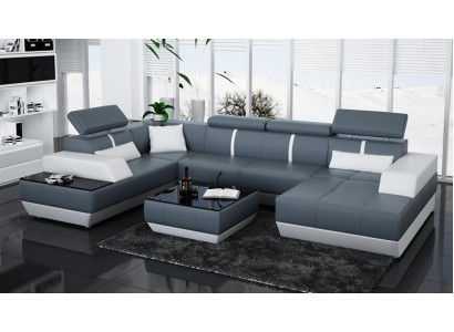 Ledercouch Sofa Canapé Wunnlandschaft Eckcouch Garnitur Design Modern Couch K5015