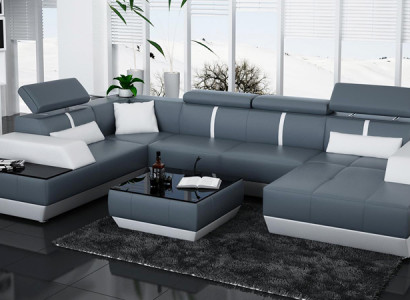 Ledercouch Sofa Canapé Wunnlandschaft Eckcouch Garnitur Design Modern Couch K5015