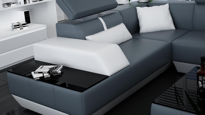 Ledercouch Sofa Canapé Wunnlandschaft Eckcouch Garnitur Design Modern Couch K5015
