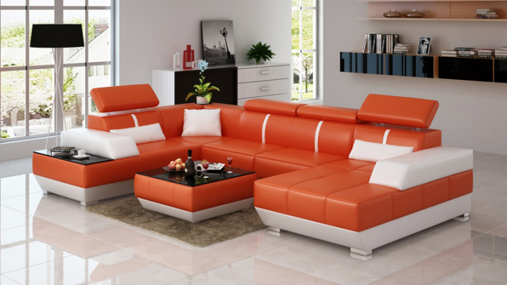 Ledercouch Sofa Canapé Wunnlandschaft Eckcouch Garnitur Design Modern Couch K5015