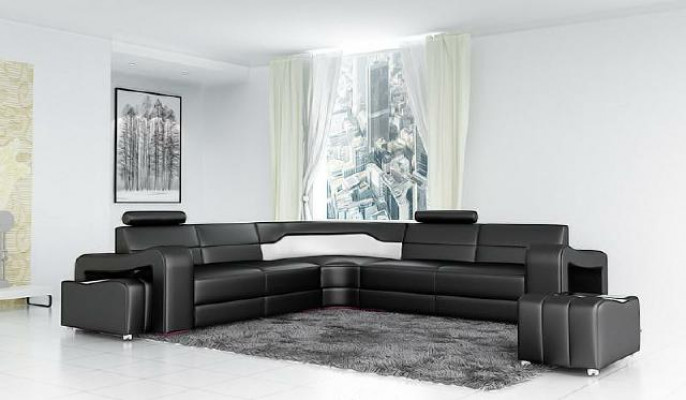 Liederdivan mat USB Eckdivan Eckcouch Designer Wunnlandschaft L Form Sofa PISA