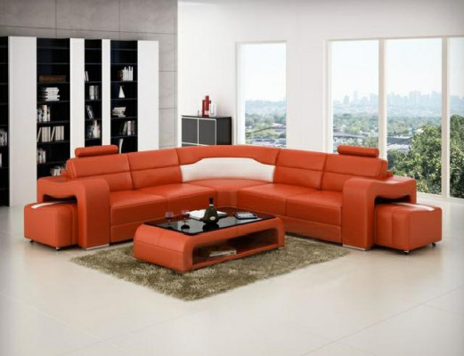 Liederdivan mat USB Eckdivan Eckcouch Designer Wunnlandschaft L Form Sofa PISA