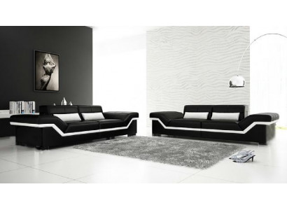 Ledercouch USB Sofa 3+3 Plazen Design Sofa Polster Lieder Garnitur Canapé