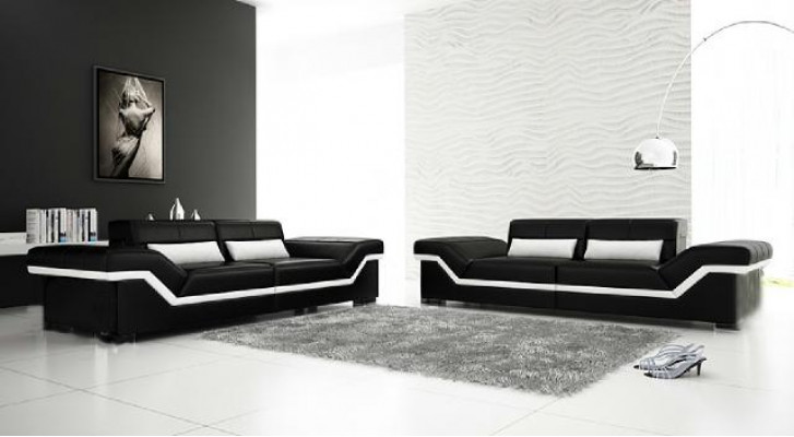 Ledersofa USB Moosaarbecht Sofa 3+3 Sëtz Design Sofa Polster Lieder Garnitur