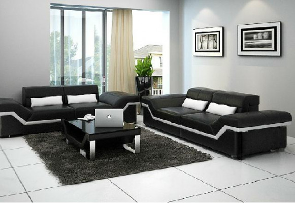 Ledersofa USB Moosaarbecht Sofa 3+3 Sëtz Design Sofa Polster Lieder Garnitur