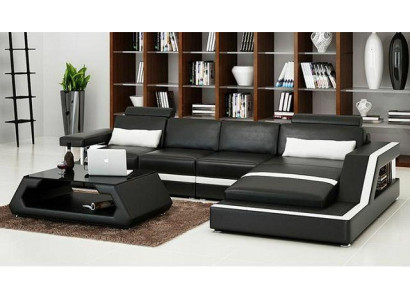 LEDERSOFA XXL WUNN'LANSCHAFT GARNITUR USB LEDER ECKSOFA Moossanfertigung HH4