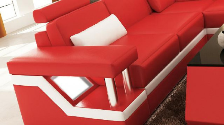 LEDERSOFA XXL WUNN'LANSCHAFT GARNITUR USB LEDER ECKSOFA Moossanfertigung HH4
