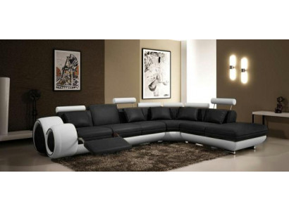 LEDERSOFA LEDERCOUCH mat USB GARNITUR SOFA WUNNLOANDSCHAFT SCHWÄRZ/WÄISS Couch Neit