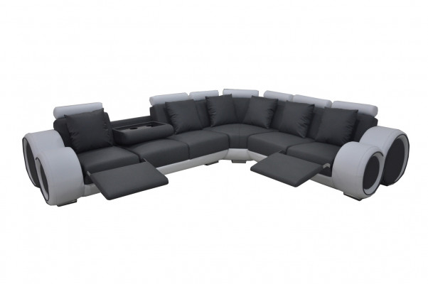 Design Lieder Polster XXL Sëtz Zëmmer Canapé mat USB Design Eck Garnitur Sofaen Nei