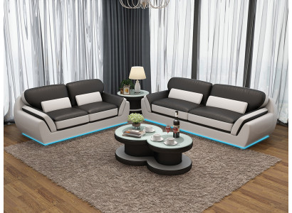 Ledersofa mat USB Sofagarnitur Neit 3+2 Sëtz Garnitur Design Modern Sofa G8038C