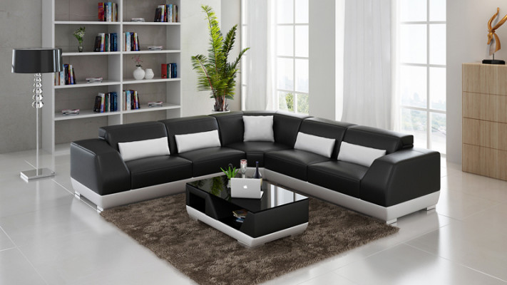 Ledercouch mat USB Wunnlandschaft Eckcouch Eck Garnitur Design Modern Sofa G8024B