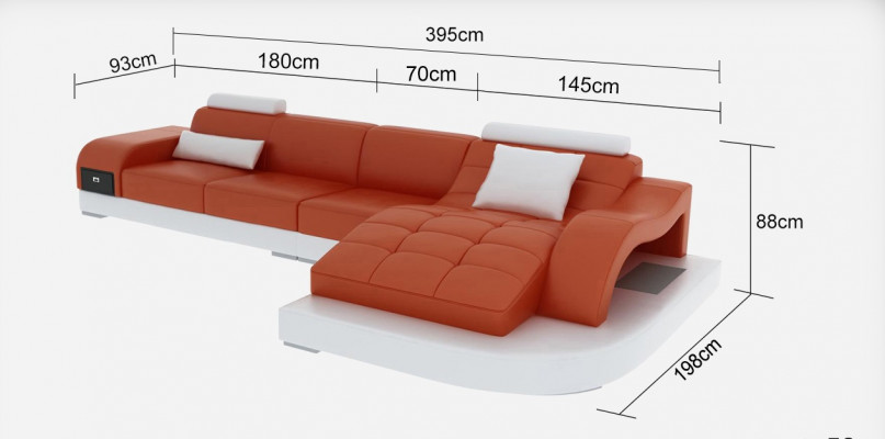 Lieder Ecksofa mat USB Wunnlandschaft Luxus Garnitur Ecksofa Couch Polster