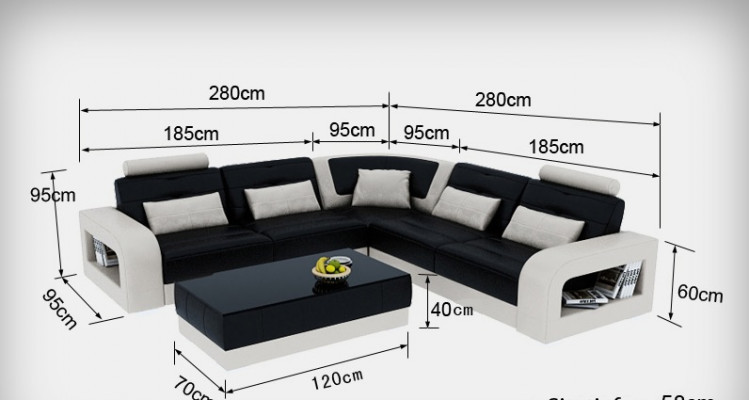Ledersofa USB Wunnlandschaft Eckcanapé Eck Garnitur Design Canapé Couch L6008B Nei