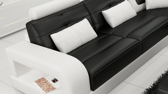 Ledersofa USB Wunnlandschaft Eckcanapé Eck Garnitur Design Canapé Couch L6008B Nei