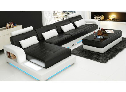 Ledercouch mat USB, Wunnlandschaft Eckcouch Eck Garnitur Design Modern Couch L6008C