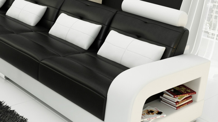 Ledercouch mat USB, Wunnlandschaft Eckcouch Eck Garnitur Design Modern Couch L6008C