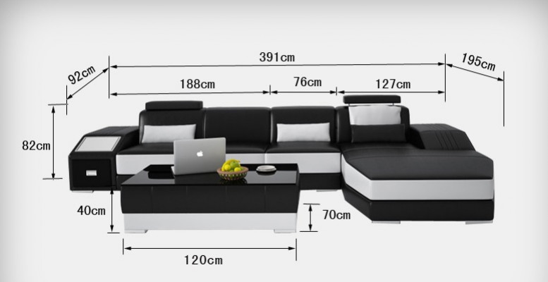 Ledercouch mat USB, Wunnlandschaft Eckcouch Eck Ausrëschtung Design Modern Couch L6003C
