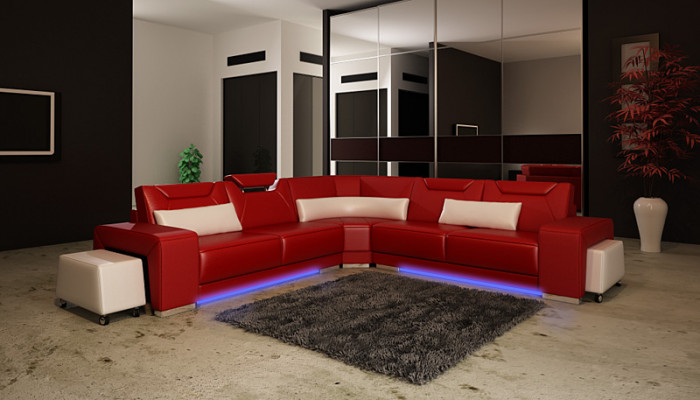 Liederdivan mat USB Wunnlandschaft Eckdivan Eck Garnitur Design Modern Divan F3011B