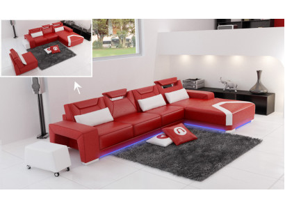 Ledercabriole mat USB, Wunnlandschaft Ecksof Kapp Garnitur Design Modern Sofa F3011C