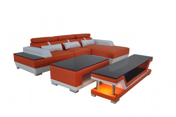 Ledercouch Wunnlandschaft Eck Garnitur Design Modern Sofa L-Form Chaise