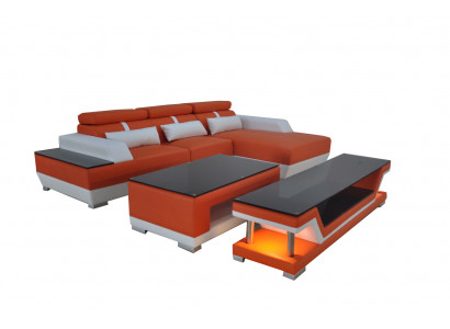 Ledercouch Wunnlandschaft Eck Garnitur Design Modern Sofa L-Form Chaise