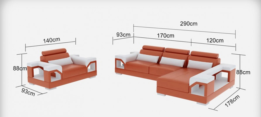 Ledersofa Wunnlandschaft Ecksofa + Fotell Eck Garnitur Design Modern