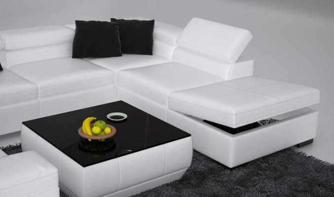 Ledersofa Sofa Canapé Wunnlandschaft Ecksofa Eck Garnitur Design Modern U K5006