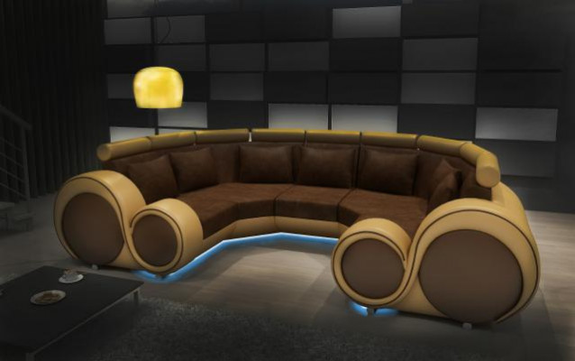 Ecksofa Wunnlandschaft U-Form Textil Grouss XXL Ecksofa Stoff Textil Sofa Canapé Nei