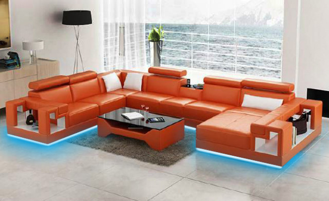 Lieder-Sofa Wunnlandschaft Ecksofa Canapé Sofa Eck Garnitur Eck XXL Grouss 2710A