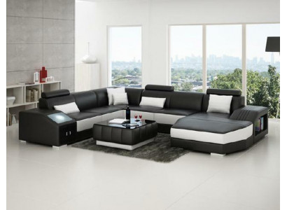 Wunnlandschaft Ecksofa Ledersofa Sofa Couch Polstersëtzt Eck Garnitur Nei